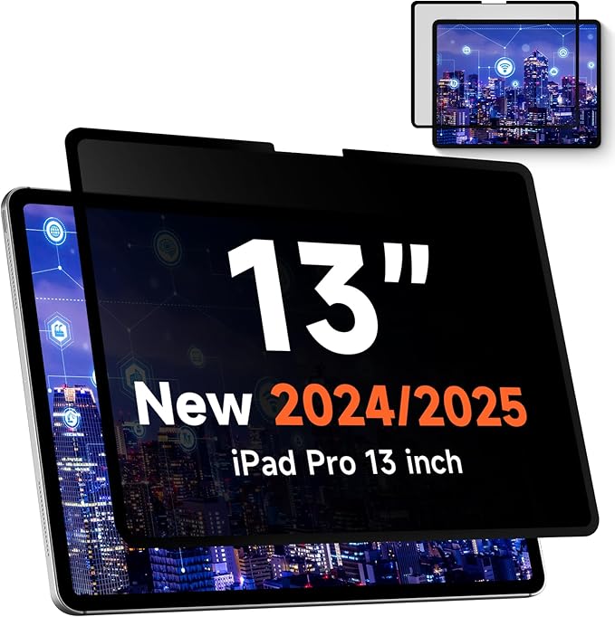Mamol Upgrade Privacy Screen Protector for Apple iPad Pro 13 inch M4 2024/ M5 2025, Fully Removable Anti Spy Glare Blue Light Filter, High Sensitive/Bubble Free/Detachable
