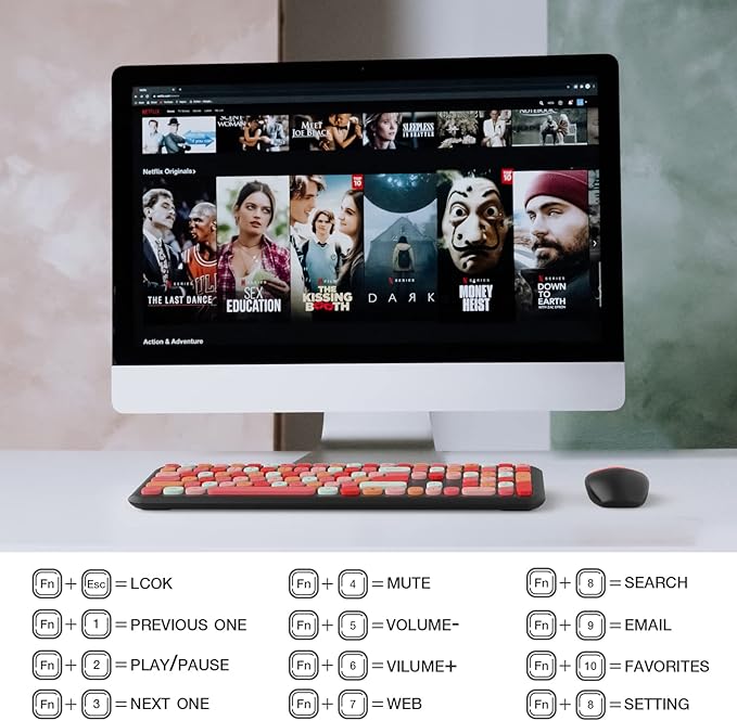 MOFII Wireless Keyboard and Mouse Combo Silent, Slim Compact 2.4G USB Full Size, Cute Keyboard 110 Keys for PC, Notebook, MacBook, Tablet, Laptop, Windows System