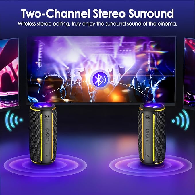 INFURTURE Portable Bluetooth Speaker with 40W Powerful Sound, RGB Lights, 4-in-1 Versatile Connectivity & Bluetooth 5.4 for Home/Party/Outdoor, TWS Pairing, 15H Playtime, Gifts for Teens/Men/Women