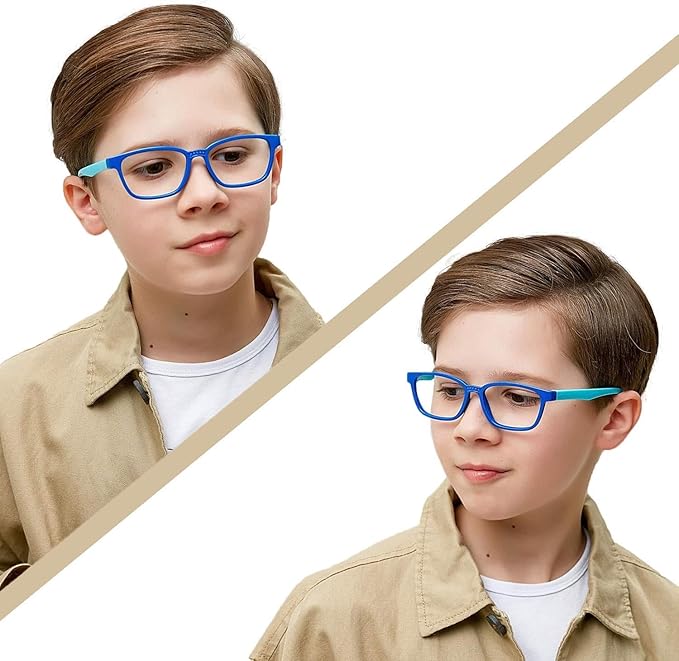 Okany Blue Light Glasses for Kids 3 Pack Anti Glare & Eye Strain Glasses Computer TV Phone Tablets UV Protection Glasses for Kids Boys Girls Age 3-12(Black + Transparent + Pink)