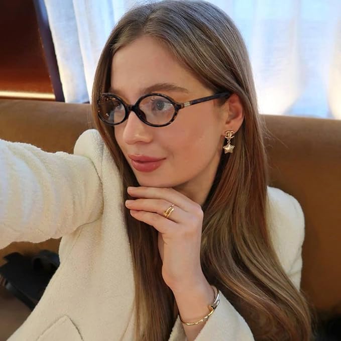 ViewJoy Retro Oval Blue Light Glasses for Women Fashion Computer Glasses Bluelight Blocking Eyewear Vintage Frame