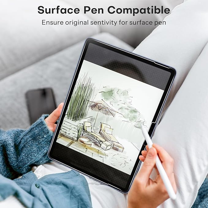 OMOTON Screen Protector for Microsoft Surface Pro 12 inch 2025, Tempered Glass/Case Friendly/Surface Pen Compatible, 2 Pack