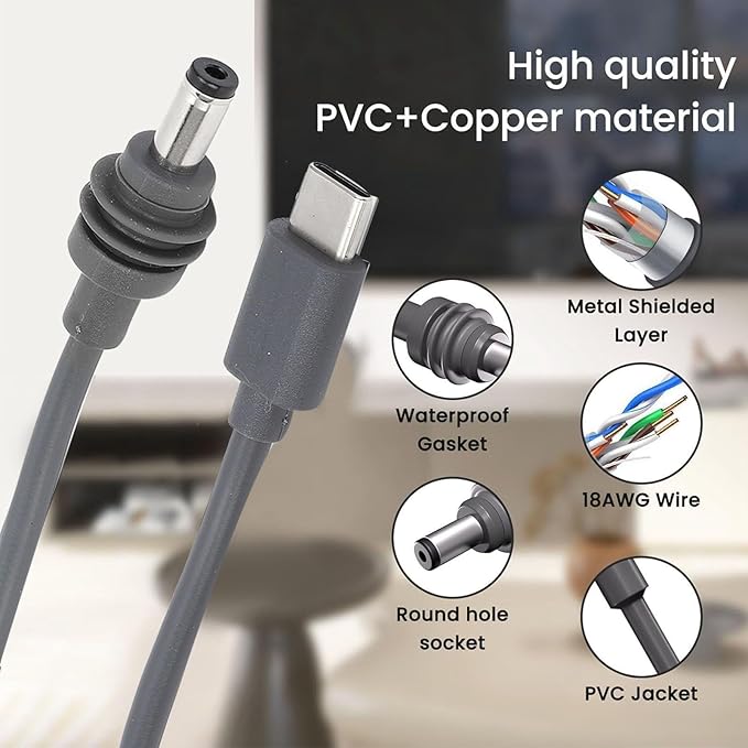 for Mini USB C to DC Power Cable, 100W USB Type C Input to DC Satellite Charging Cord Cable, USB C Male to DC Replacement Cable for Mini 65W + PD Power Supply