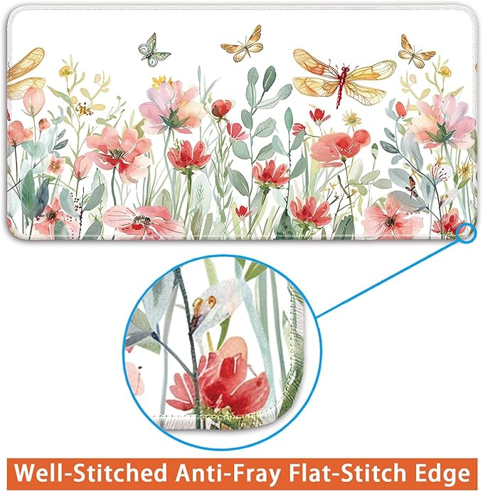 Desk Pad Protector, Office Desk Mat, Large Mouse Pad, Non-Slip Desk Blotter, 23.6x11.8 inch, Watercolor Flower