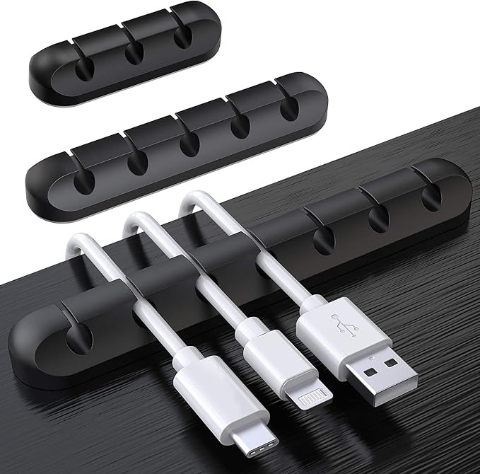 SOULWIT Cable Holder Clips, 3-Pack Cable Management Cord Organizer Clips Silicone Self Adhesive for Desktop USB Charging Cable Nightstand Power Cord Mouse Cable Wire PC Office Home by SOULWIT