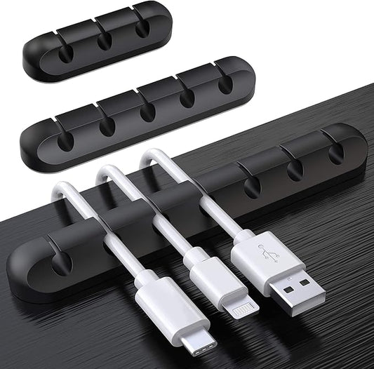 SOULWIT Cable Holder Clips, 3-Pack Cable Management Cord Organizer Clips Silicone Self Adhesive for Desktop USB Charging Cable Nightstand Power Cord Mouse Cable Wire PC Office Home by SOULWIT
