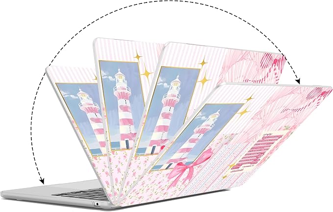 G JGOO Compatible with MacBook Air 13 inch Case 2026 2025-2022 M5 A3449 M4 A3240 M3 A3113 M2 A2681, Hard Shell for MacBook Air 13.6 inch Case + Keyboard Cover +Screen Protector, Pink Lighthouse