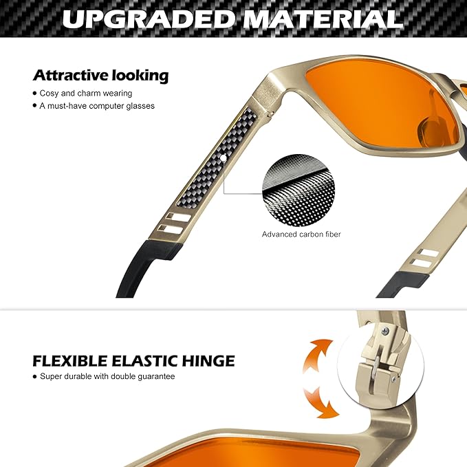 ANYLUV Blue Light Blocking Glasses Men Computer Gaming Glasses Lightweight Al-Mg Metal Anti Eyestrain Eye Protection