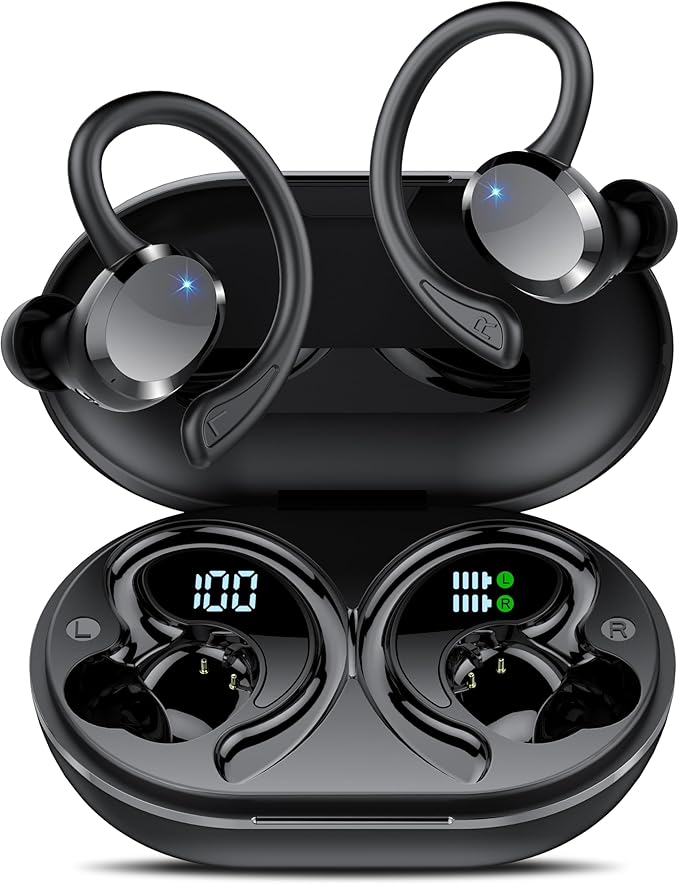 Ear Buds Wireless Bluetooth Earbuds, Bluetooth 5.4 Headphones 68hrs Playtime Sport Earphones with LED Display ENC Noise Cancelling Mic, IPX7 Waterproof Earbuds with Hook for Sports/Workout/Running