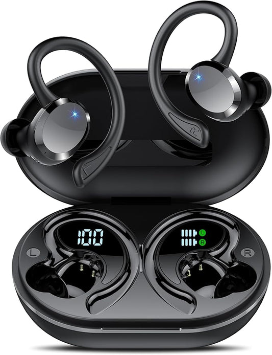 Ear Buds Wireless Bluetooth Earbuds, Bluetooth 5.4 Headphones 68hrs Playtime Sport Earphones with LED Display ENC Noise Cancelling Mic, IPX7 Waterproof Earbuds with Hook for Sports/Workout/Running