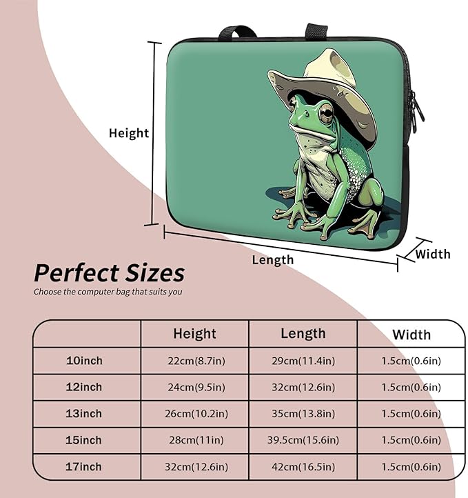 Universal Tablet Laptop Sleeve Case 10 inch, Green Frog Slim Carrying Case Durable Handbag Travel Laptop Bag for 7 to 10-inch Laptops/Notebook/Kids Tablet/ipad/eBook Readers