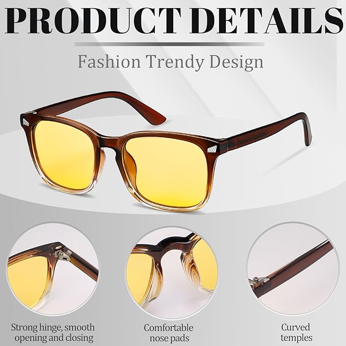 Polarized Sunglasses for Women Men, Night Driving Glasses Anti Glare Yellow Lens UV 400 for Day Night Use