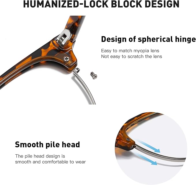 Blue Light Blocking Glasses Vintage Half Frame UV Clear Lens Anti Eyestrain Computer Gaming Glasses for Women Men