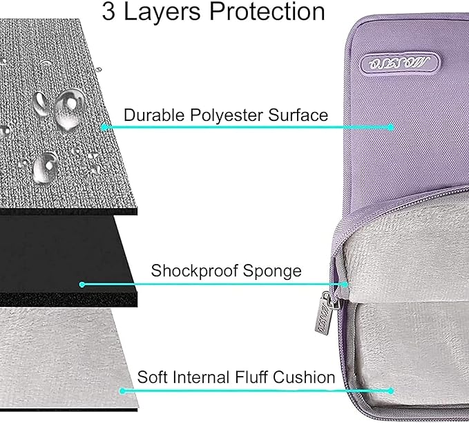 MOSISO Laptop Case 13.3 inch, 13-13.3 inch Laptop Sleeve Compatible with MacBook Air/Pro 13/Pro 14 M5 M4 M3 M2 M1, HP Dell ASUS Lenovo,Polyester Vertical Computer Sleeve Bag with Pocket, Purple