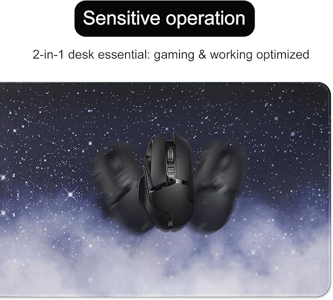 11.8x23.6 Inches Large Gaming Mouse Pad Mat with Stitched Edge Non-Slip Rubber Base Washable Resilient for Office Computers Laptop Table Mouse Pads Mats Accessory (Starry Sky)