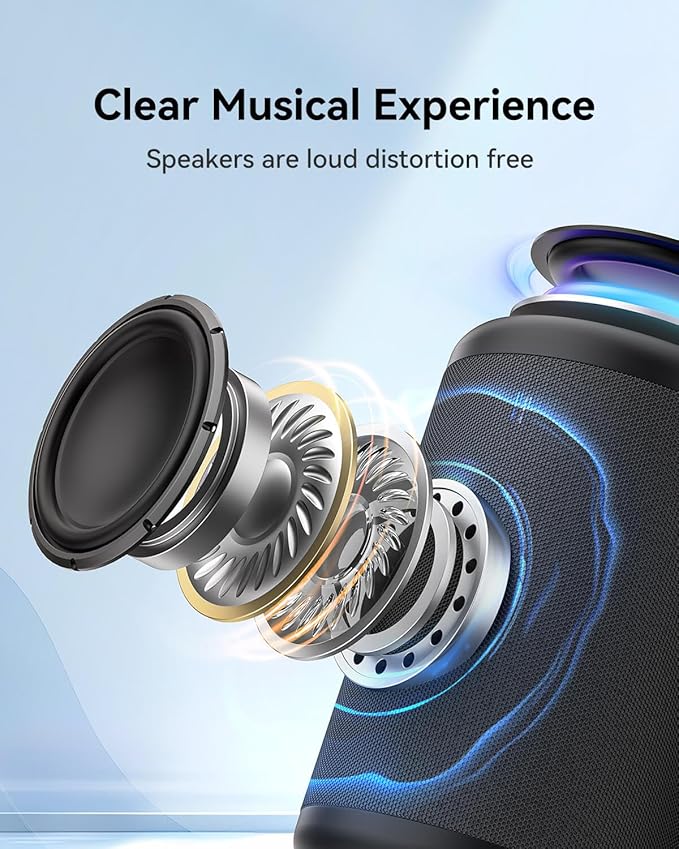 LENRUE Small Portable Bluetooth Speaker with Lights, TWS Stereo Surround Sound, Type C Powered, Bluetooth 5.3, AUX TF Card Input, Wireless for Outdoor Home, Coolest Gifts