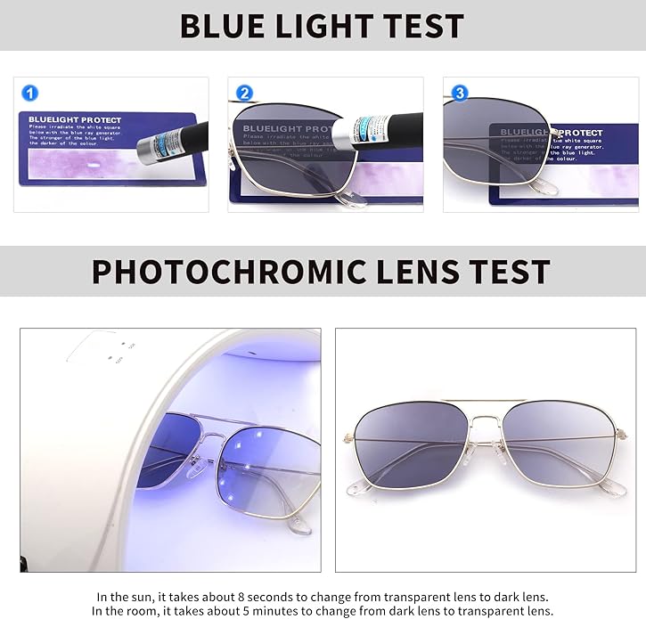 JM Aviator Blue Light Blocking Computer Glasses, Square Eye Protect Video Eyeglasses Anti Glare Men Women