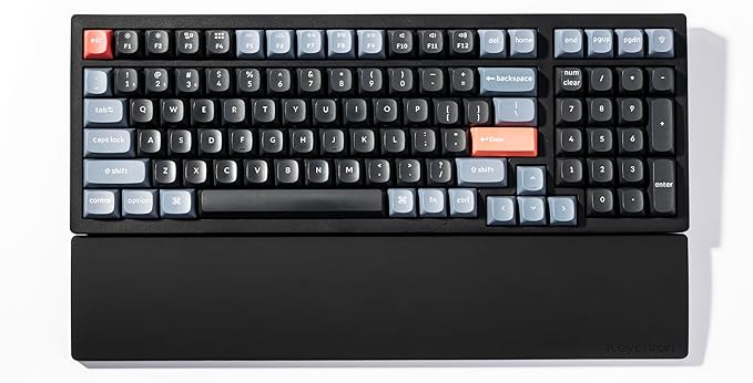 Ergonomic Silicone Wrist Rest for Keychron K4 Pro / K4 Max / Q5 / V5 / V5 Max,15.37" Honeycomb Non-Slip Palm Rest, 96% Full-Sized Mechanical Keyboards Support with Typing Pain Relief