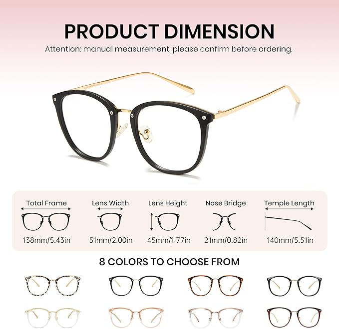 Cyxus Blue Light Glasses for Woman, Stylish Cat Eye Blue Light Blocking Computer Glasses for Working, Laptop and Screen Use