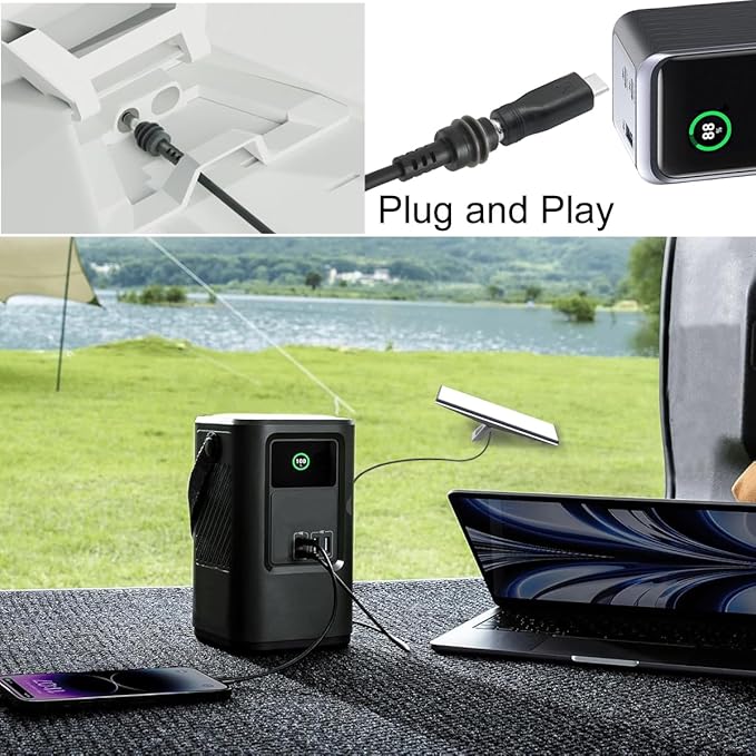 Starlink Mini DC Power Cable with USB C to DC Adapter, Type C Power Cable for Starlink Mini, Compatible with 65W+ PD 20V Protocol Power Supply/Source, Indoor/Outdoor Grey (5M+ USB-C Adapter)