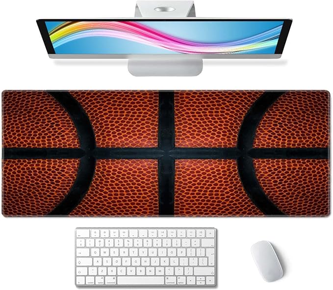 Basketball Large Gaming Mouse Pad Keyboard Desk Pad Extended Mouse Pad Gaming Office Decor, PC Laptop Mouse Pads Large (31.5x151.8 in) with Stitched Edges Non-Slip Base Mousepad XL