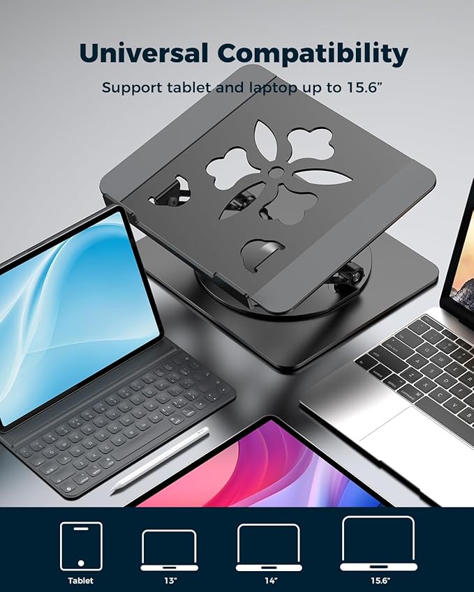 Aoviho 360° Rotating Laptop Stand for Desk | Adjustable, Foldable, Portable Aluminum Ergonomic Riser | Compatible with MacBook, Dell, HP & All Laptops 10-16 inch | Mint Green