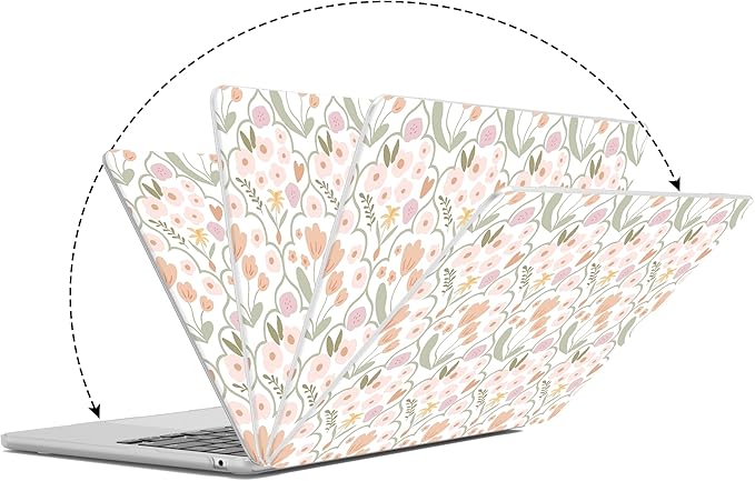 G JGOO Compatible with MacBook Air 13 inch Case 2026 2025-2022 M5 A3449 M4 A3240 M3 A3113 M2 A2681, Plastic Hard Shell for MacBook Air 13.6 inch Case +Keyboard Cover+ Screen Protector, Pink Flower