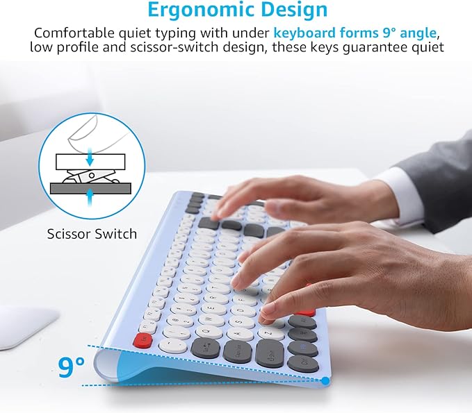 LeadsaiL Wireless Keyboard and Mouse Combo, Wireless USB Mouse and Computer Keyboard Set, Compact and Silent for Windows Laptop, Desktop, PC- Colorful