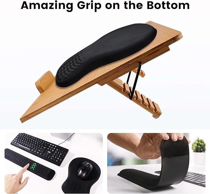 MEKASS Christmas Mouse Pad Ergonomic Mouse Pad and Keyboard Wrist Rest Set, Memory Foam Desk Wrist Support for Computer Keyboard, Non-Slip Wrist Rest for Typing Gaming Office (Green Christmas Tree)