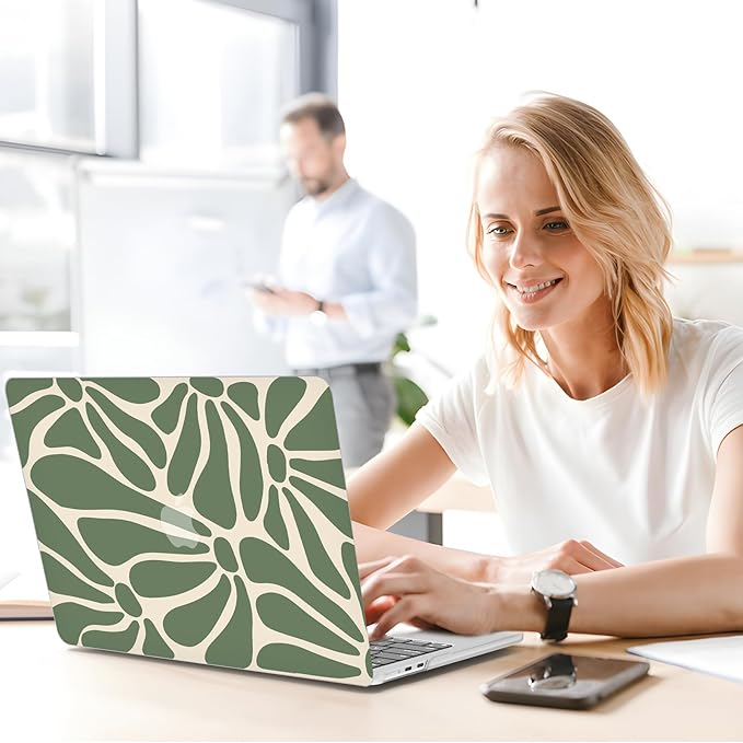G JGOO Compatible with MacBook Air 13 inch Case 2026 2025-2022 M5 A3449 M4 A3240 M3 A3113 M2 A2681,Plastic Hard Shell for MacBook Air 13.6 inch Case+Keyboard Cover +Screen Protector, Abstract Flower