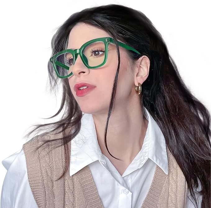 VISOONE Square Blue Light Blocking Glasses TR90 Anti Glare Computer Gaming for Women Men NOE