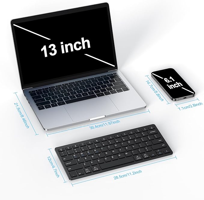 OMOTON 2.4G Wireless Keyboard, Ultra-Slim Compact Mini Keyboard with Type-C & USB-A Receiver, Compatible with Desktop Laptop Tablet PC Smart TV and Windows 11/10/8/7 - Black