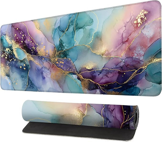 Mouse Pad, Large Anti-Slip with Stitched Edges Desk Mat Desktop Laptop Computer Desk Keyboard Mat,Table Protector Blotter Mat (Purple, 35.4" x 15.7")
