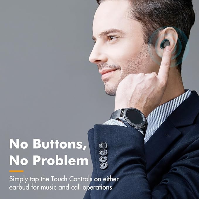 Mini Wireless Earbuds, Auto Pairing Ear Buds Wireless Lightweight Headphones Built-in Microphone, IPX4 Sweat & Water Resistant, Immersive Premium Sound Headset with Charging Case, Black