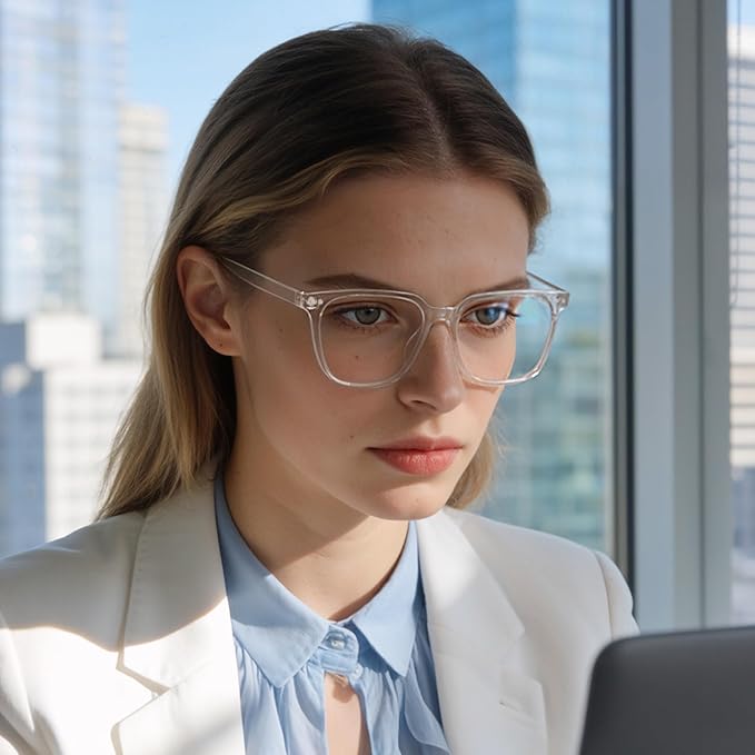 Oversized Square Blue Light Blocking Glasses for Women and Men - Gaming & Computer Anti-Fatigue