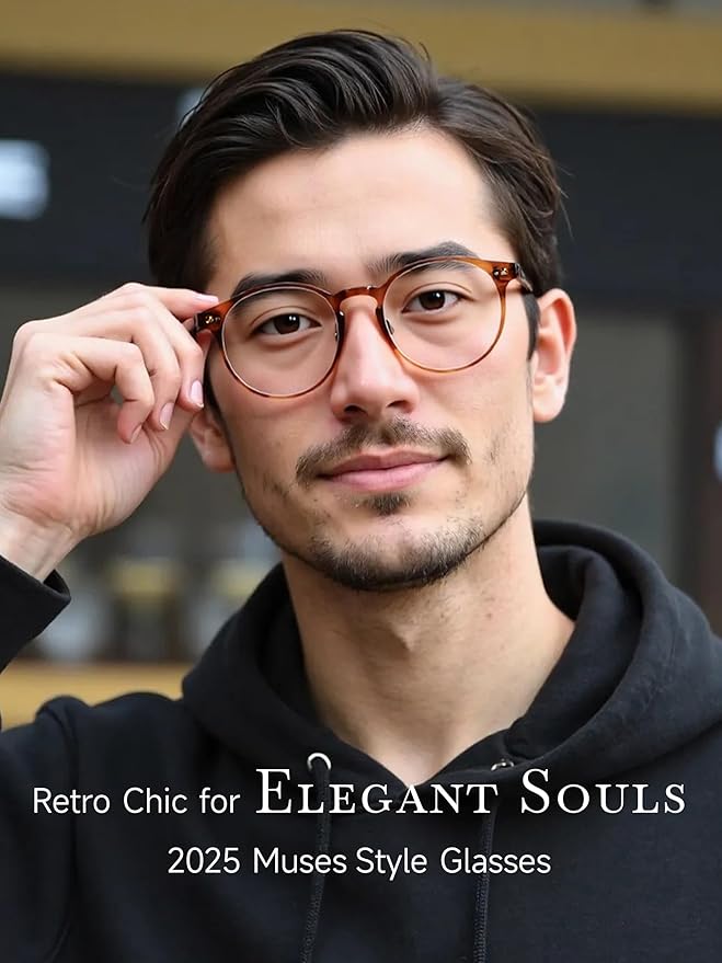 Round Blue Light Blocking Glasses Lightweight Chic Frame Anti Eye Strain Protection Computer Gaming for Women and Men
