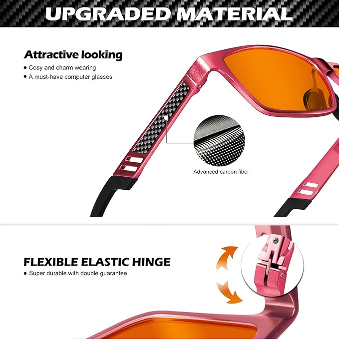 ANYLUV Blue Light Blocking Glasses Men Computer Gaming Glasses Lightweight Al-Mg Metal Anti Eyestrain Eye Protection