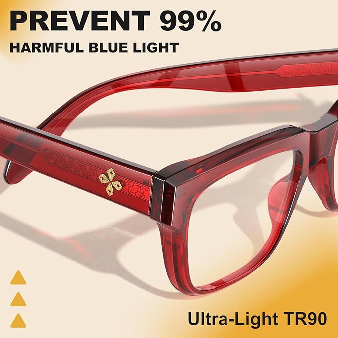 VISOONE TR90 Square Blue Light Blocking Glasses Fashion Computer Eyewear for Women and Men RANDI