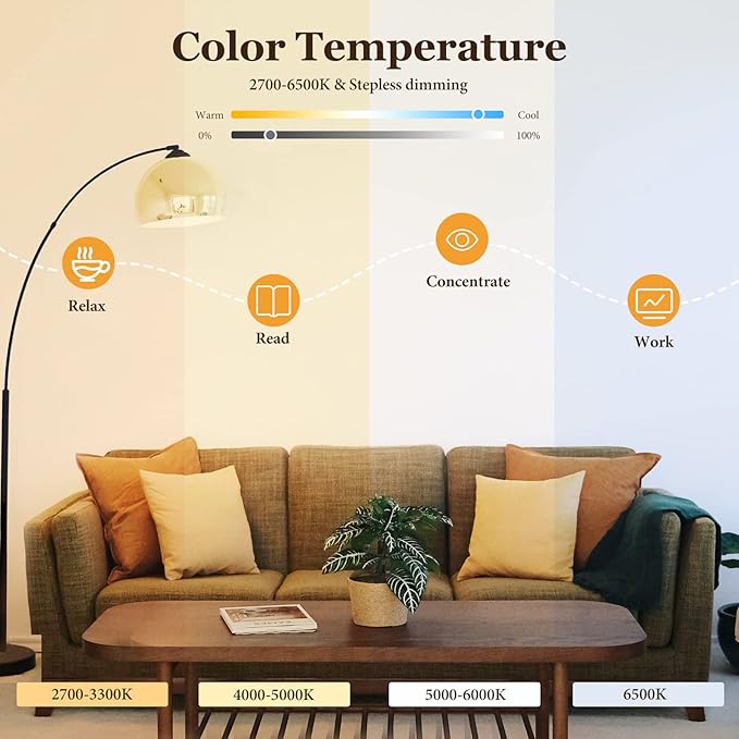 Smart Light Bulb, WiFi & Bluetooth 5.0, Works with Alexa Google Assistant, App Control, Color Changing LED Bulb,E26 800LM Dimmable RGB Lights, Smart Home Lighting, Dimmable, 1Pack