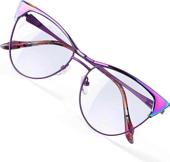 Blue Blockers Glasses for Women, Bluelight Glasses with Cat Eye Frame for Style, Comfort, Eye Strain Relief (Cat Eye, Purple)
