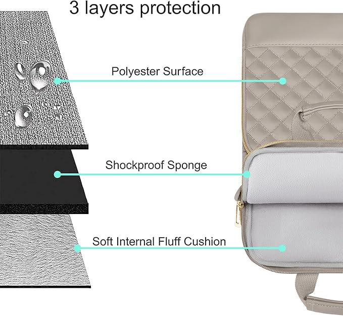 MOSISO 12.9 inch Tablet Sleeve Bag for iPad Pro 13 M4&iPad Air 13 M3 M2,iPad Pro 12.9 M2 M1 6/5,Surface Laptop Go 12.4,Galaxy Tab S8+/S9+ 12.4,Square Quilted Carrying Case with 2 Pockets, Taupe Brown