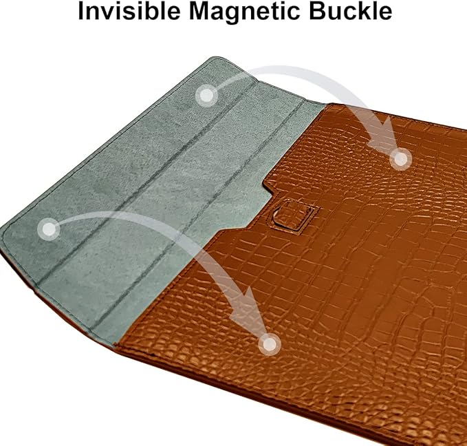 Protective Slim Portable Laptop Sleeve 13-13.6 Inch Crocodile PU Leather Case for MacBook Neo 13 A18 Pro A3404 Air 13 Pro 13 M5 A3449 M4 A3240 M3 M2 M1, for HP Dell Microsoft Notebook, Brown