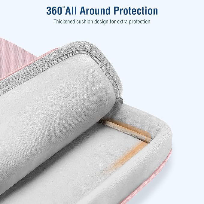 MOSISO 360 Protective Laptop Case 13.3 inch, 13-14 inch Laptop Sleeve Compatible with MacBook Air/Pro 13/Pro 14 M5 M4 M3 M2 M1, HP Dell ASUS Lenovo,Computer Bag with Belt, Pink