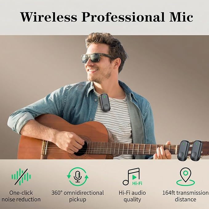 Wireless Lavalier Microphone for iPhone Android, Magnetic Mini Mic for Video Recording Live Stream, 2-in-1 Plug & Play Lapel Professional Mic for YouTube TikTok Vlog (2TX+1RX)