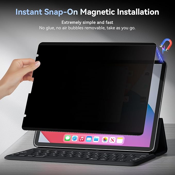 360° Magnetic Privacy Screen for iPad Air 5th 4th Generation 10.9 inch & iPad Pro 11"(2018-2022), 4 Way Privacy Removable Anti Glare Blue Light Filter Shield Film Anti Spy Protector