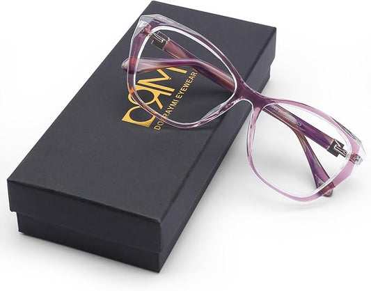 DOERAYM Blue Light Glasses for Woman with Square Decoration,Reading Glasses for office & computer games