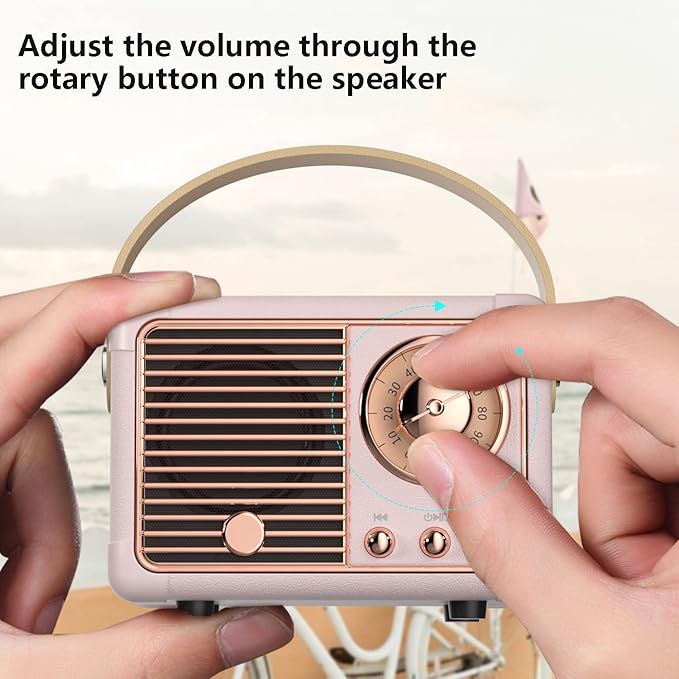 Retro Bluetooth Speaker, Portable Wireless Speaker with Crystal Clear Stereo Sound Rich Bass, Vintage Decor, Birthday Gifts for Women Teenage (Beige)