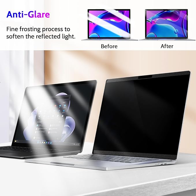 Peslv Magnetic Privacy Screen for Surface Book 3/2/1 15 Inch, Removable Anti Blue Light Glare Filter, Black Security Private Apy Block Protector