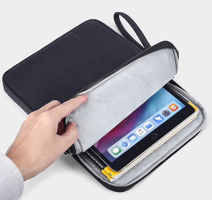 CAAORDKSO 7-8 Inch Tablet Sleeve Bag, Waterproof iPad Pouch Cover Case for iPad mini (A17 Pro) 8.3" 2024, iPad mini 6/5/4/3/2/1, Samsung Galaxy Tab S2 8.0, Galaxy Tab A 8.0, ZenPad Z8s 7.9, Black - A