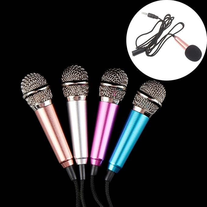 LOCOLO 4Pcs Mini Microphone Mini Karaoke Microphone for Voice Recording Portable Microphone Chatting and Singing Compatible with Smartphone iPhone iPad Laptop